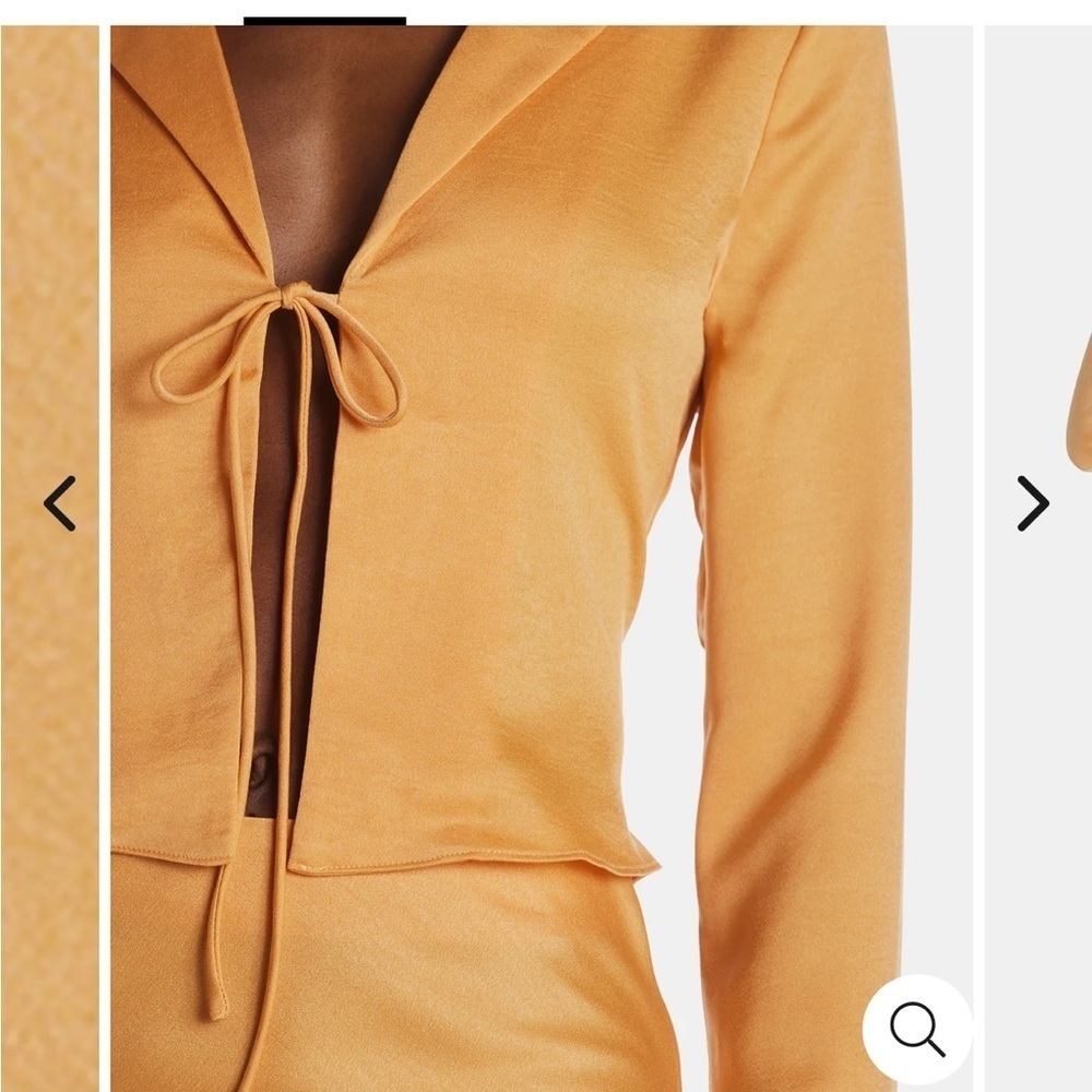 Sage The Label Satin Tie Front Top Long Sleeve Blouse Orange Going Out Crop S - Picture 5 of 8